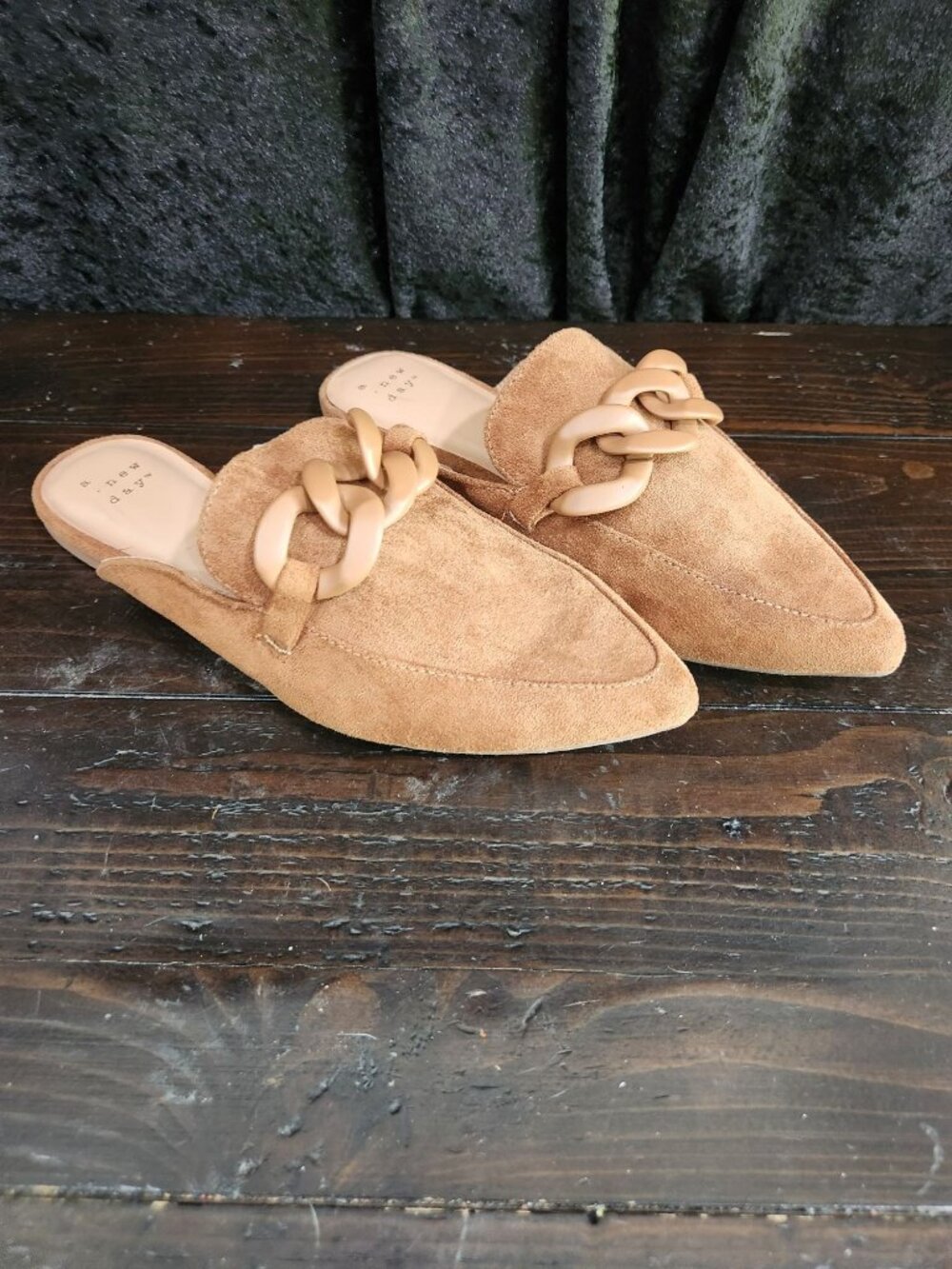 A New Day Amber Cognac Suedette Slip-on Mule Flats/Sz.6💥New with Tag💥 - Picture 3 of 9